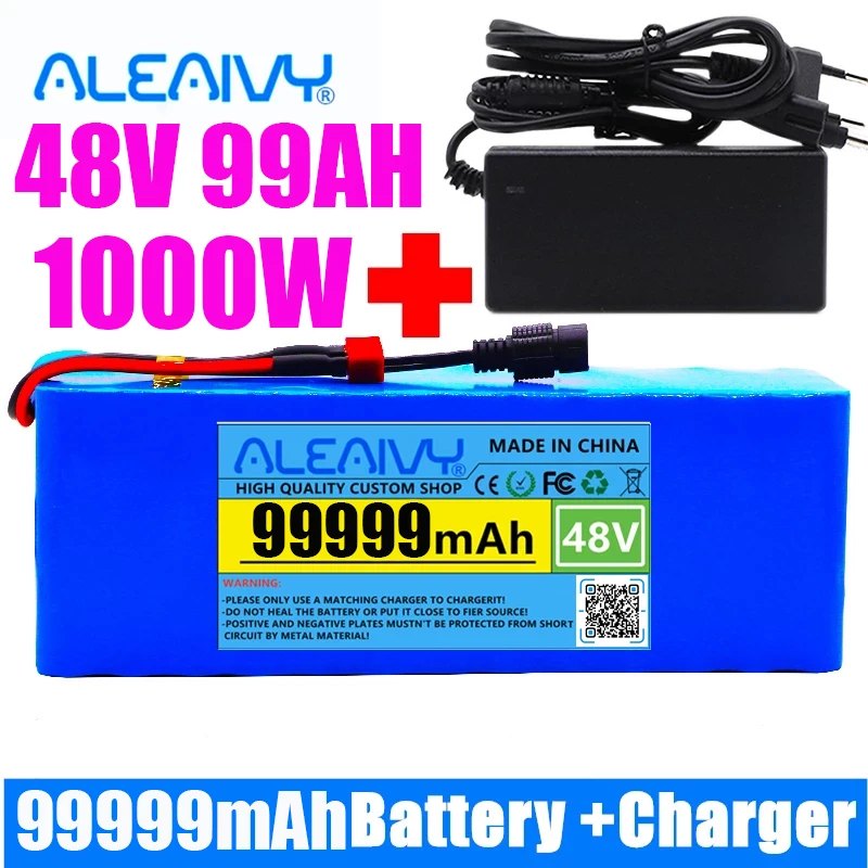 

Echt E-Bike 48V Li-Ion Batterij 48V 99Ah 1000W 13S3P Lithium Ion Batterij Voor 54.6V Elektrische Fiets Scooter Met Bms