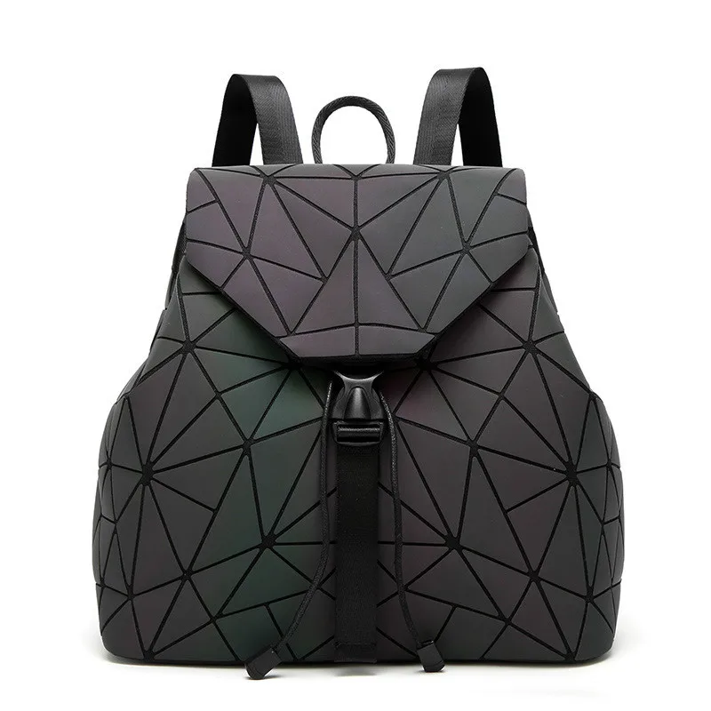 

New Bao Bag Luminous Backpacks Women Drawstring Fashion Girl Daily Backpack School Female Geometry Folding Student's School Bags