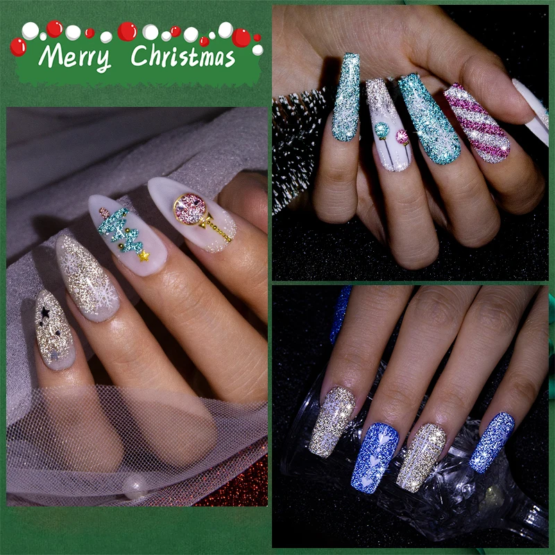 BOZLIN 8 мл Рождественский светоотражающий гель-лак для ногтей с блестками 12 цветов