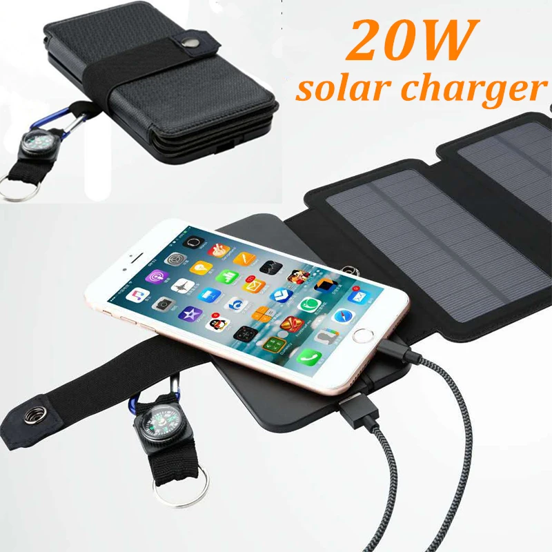 

20W Folding Solar Panels Cells Charger Power Battery Sun USB Output Fast Charging Devices Portable for Smartphones CE