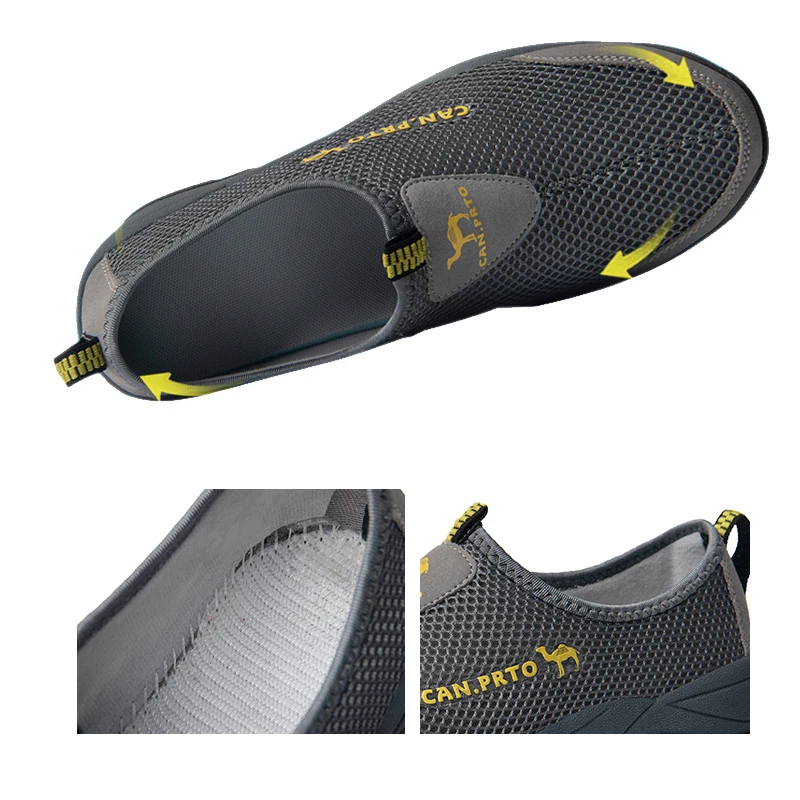 SENAGE Men Sneakers Breathable Mesh Outdoor Casual Shoes Lace-free Convenient Men's Running Shoes Anti-skid Walking Shoes