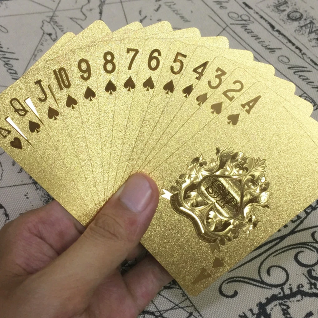 

54pcs/set Gold Foil Playing Card Board Game Party Entertainment Waterproof Playing Cards Plastic