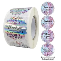 500 pcsroll round thank you for supporting my small business stickers colorful floral silver diy handmade seal labels stickers