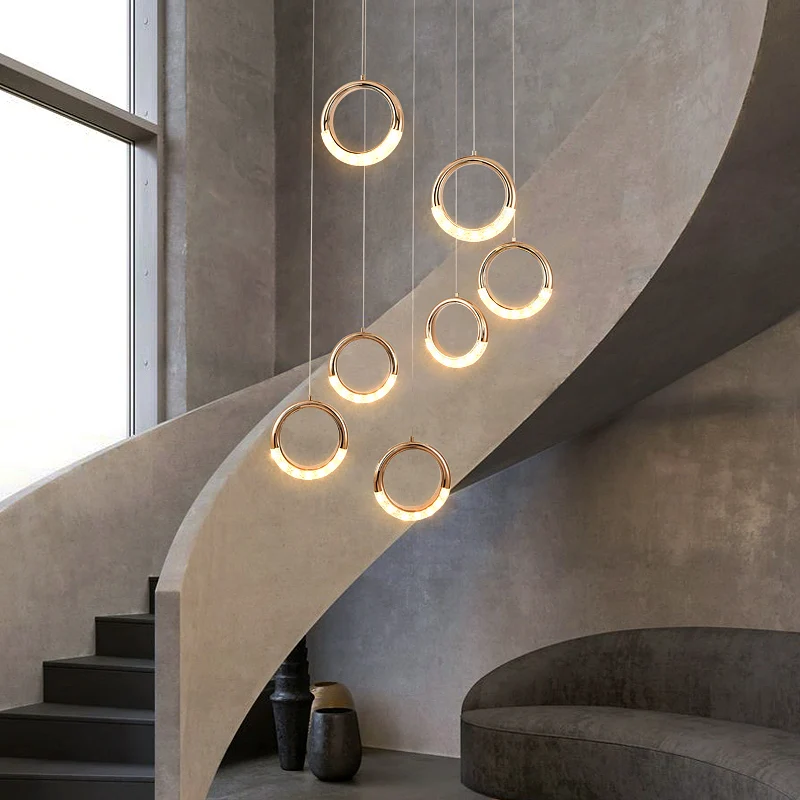 

Modern Luxury Staircase Pendant Light Duplex Building Villa Hall Nordic Creative Personality Restaurant Chandelier Living Room