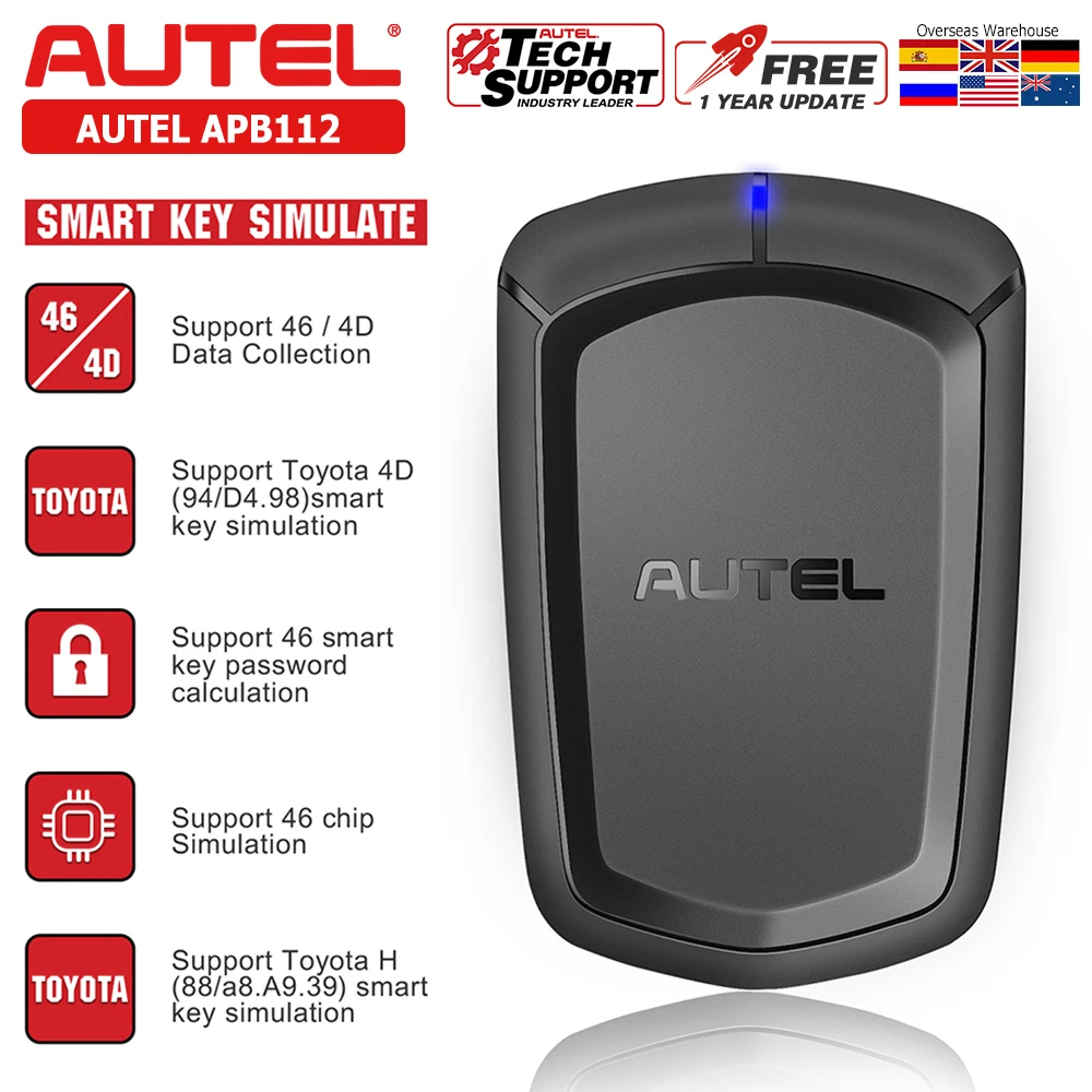 

AUTEL APB112 Smart Key Simulator 46 4D Chip Compatible with IM608,IM508,MX808IM