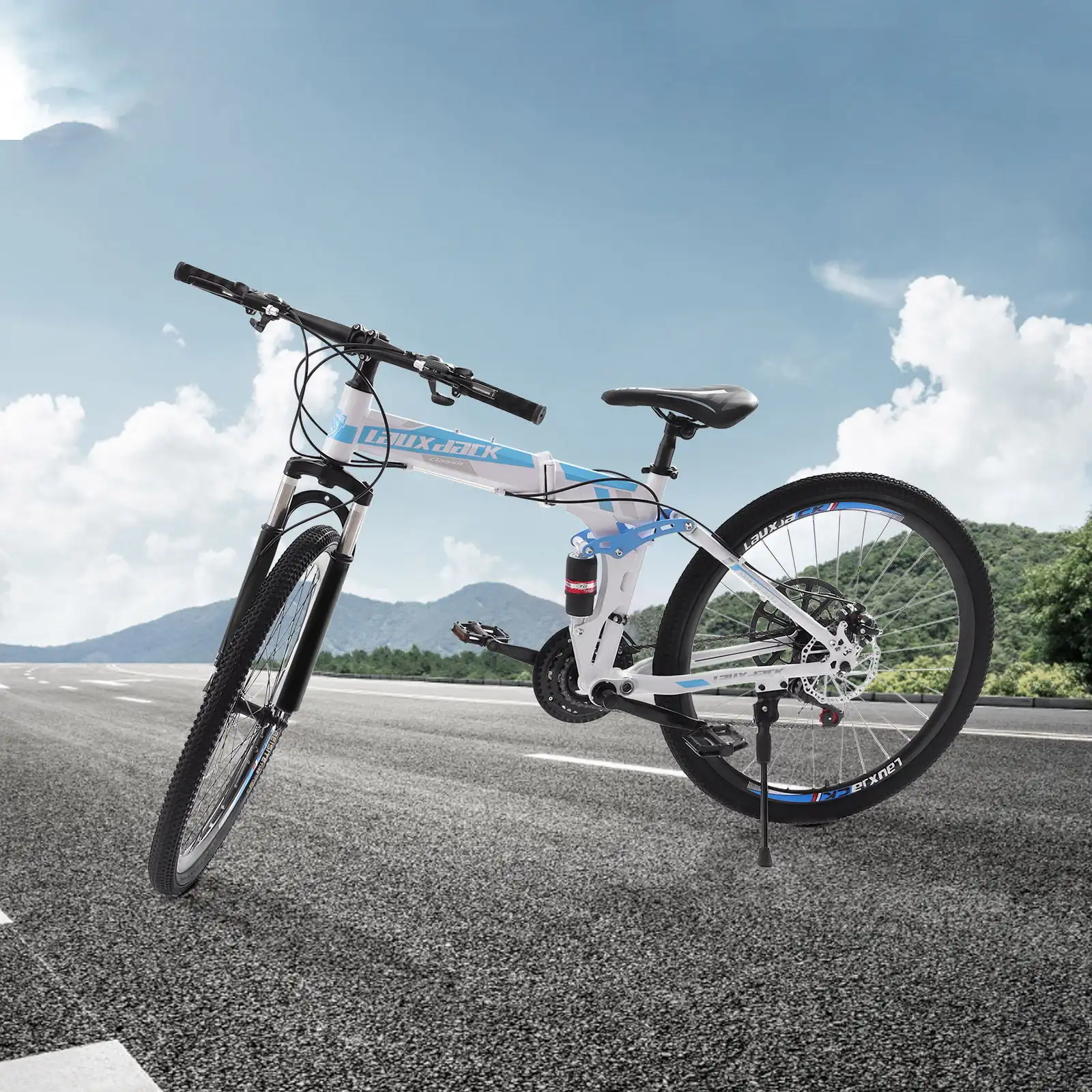 

26" Mountain Folding Bike 21-Speed High-Carbon Steel Mountain with Dual Disc-Brake