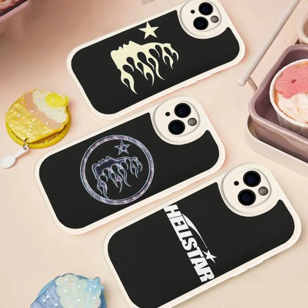 Фото Модный кожаный мягкий чехол H-HellstarS с логотипом для iPhone 16 15 14 13 12 11 Pro Max Plus №2