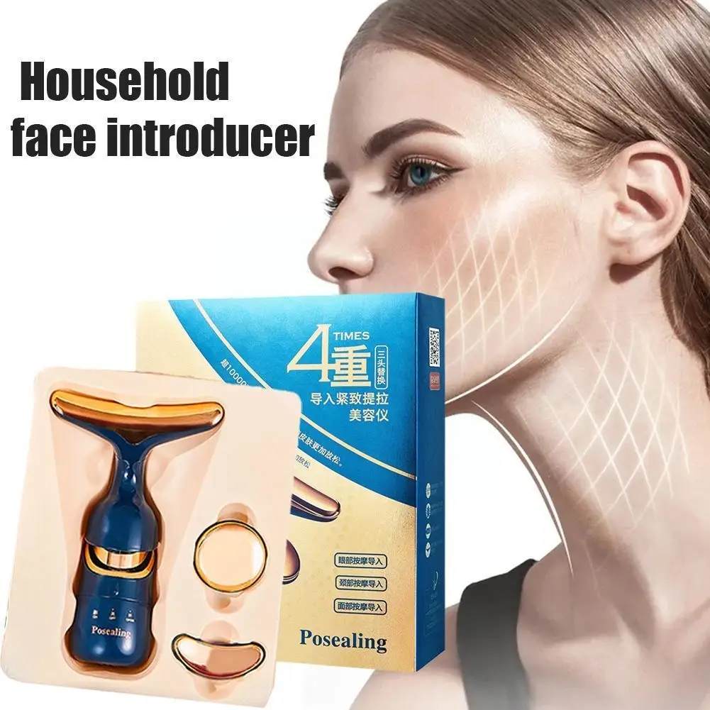 

Neck Face Beauty Device Lifting Firming Three Head Double Massager Reduce Chin Anti Wrinkle Beauty Electric Instrument Wome A8H8