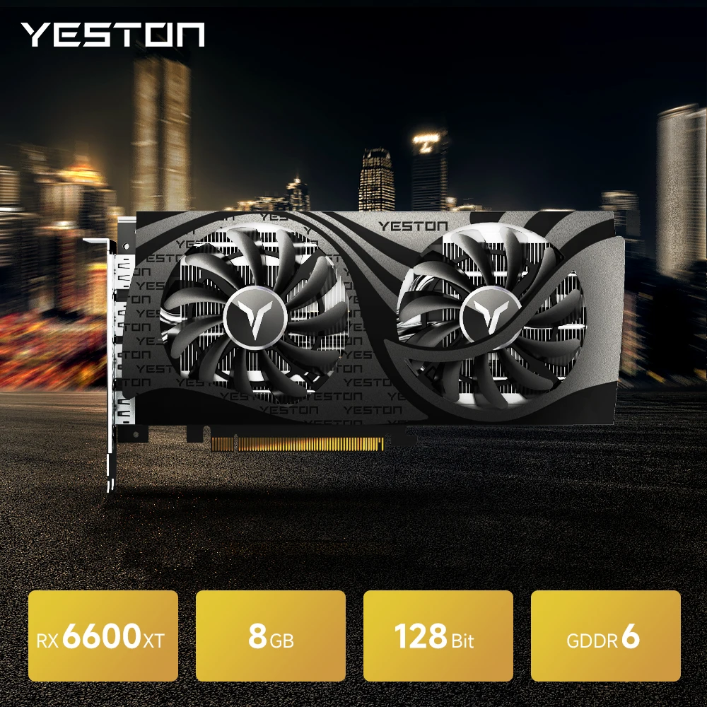 YESTON Radeon RX 6600 Графическая карта GDDR6 8G 128bit Gaming Collaboration GPU RX6600-8GD6 GB Настольная игровая
