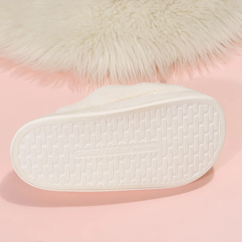 2023 New Arrivals Platform Slippers Girls Korean Version Style Winter Warm Plush Faux Fur Slides Women's Indoor Home Slippers