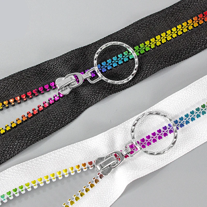 

1PC Multi-color Heart Shape Teeth 5# Resin Zippers 15-60cm Close Open-end Zipper for Jacket Coat Wallets DIY Sewing Accessories