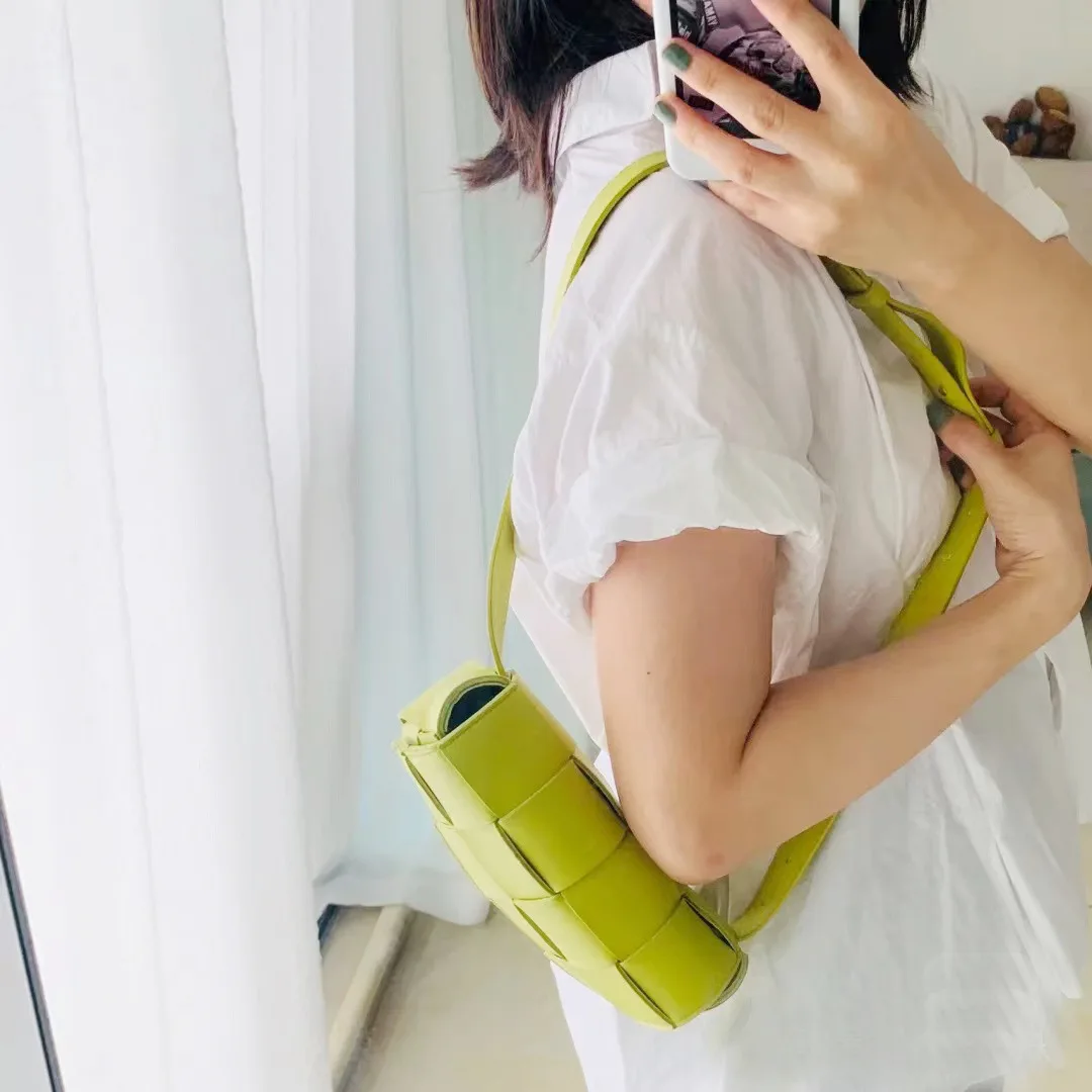 Top Quality Genuine Leather Woven Pillow Small Square Bag Fashion Crossbody Bag Women Handbags Luxury Bag Women's Backpack