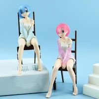 15cm anime relife in a different world from zero pajamas rem figure kawaii girl chair rem figurine pvc collection model toy