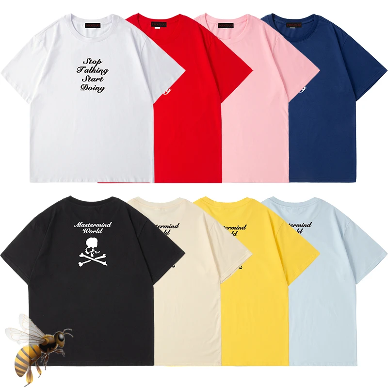 

New MASTERMING WORLD T-shirt Men Women Skull Head Tops Tee MMJ T Shirts Yellow Blue White Short Sleeve