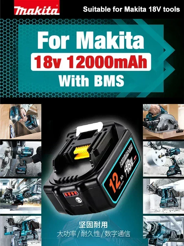 Оригинальный Makita 12Ah/8Ah/6Ah для 18V батарея BL1830B BL1850B BL1850 BL1840 BL1860 BL1815 запасная литиевая