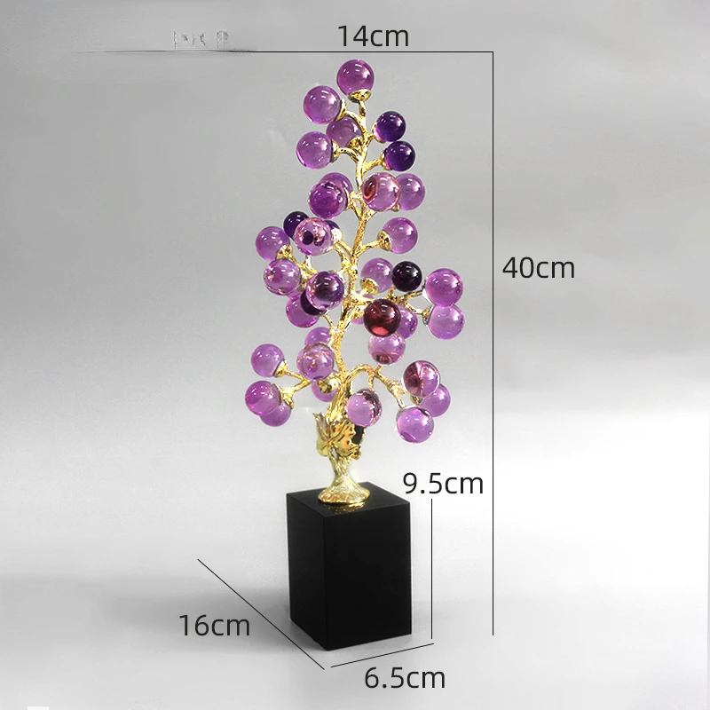 

Luxury High-grade Crystal Grape Fortune Tree Ornaments Living Room Decoration Office Crafts Home Decor Accessories