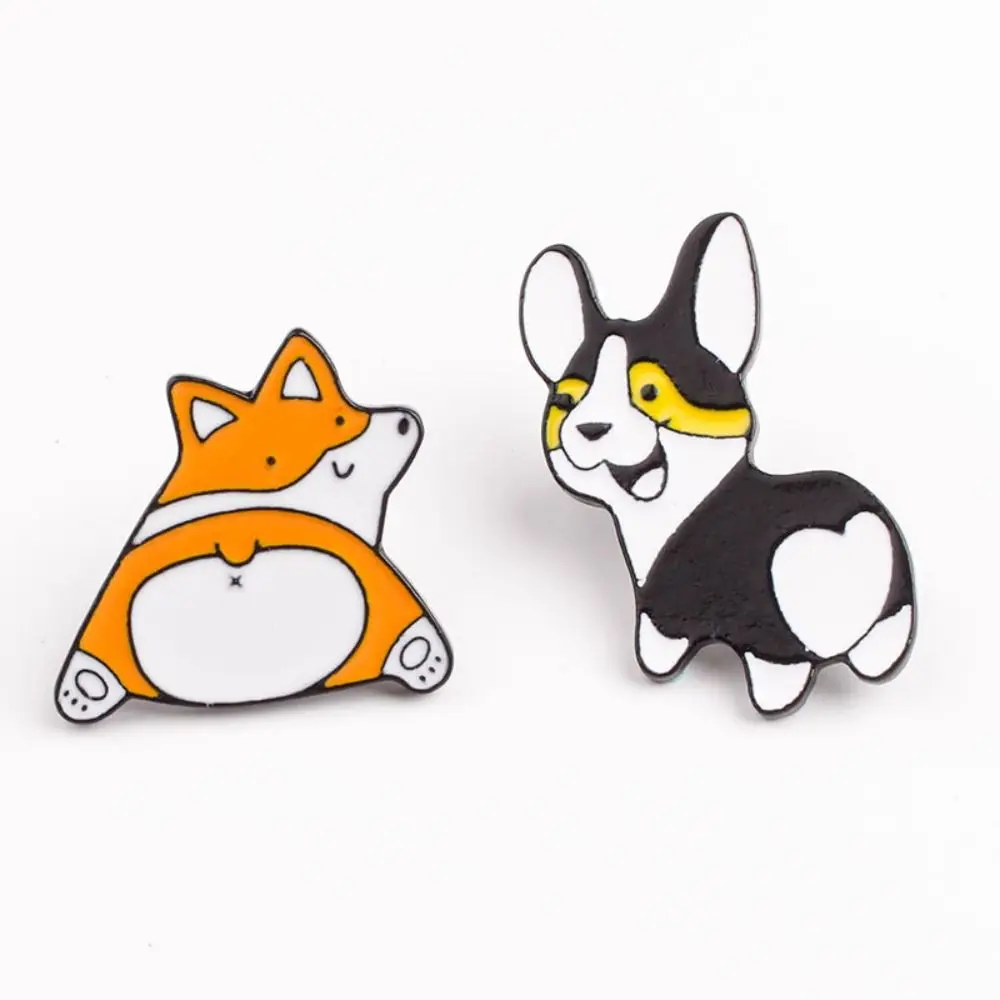 

Cartoon Corgi Enamel Pins Funny Heart Butt Lapel Brooches Cute Animal Jackets Puppy Badges Women Jewelry Clothing Accessories
