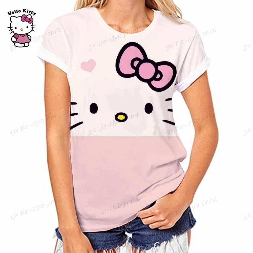 

Женская футболка с коротким рукавом, с 3D-принтом Hello Kitty