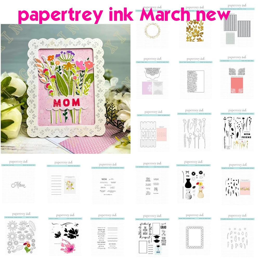 

Mom Sentiments Flowers Mother's Day Metal Cutting Dies Stamps Stencil Hot Foil Scrapbook Diary Decoration Embossing Diy Template