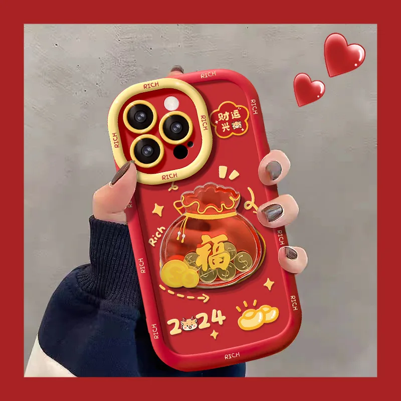 Подходит для 15-дюймового чехла телефона Iphone 13 Promax Новогодняя фигурка на удачу 14