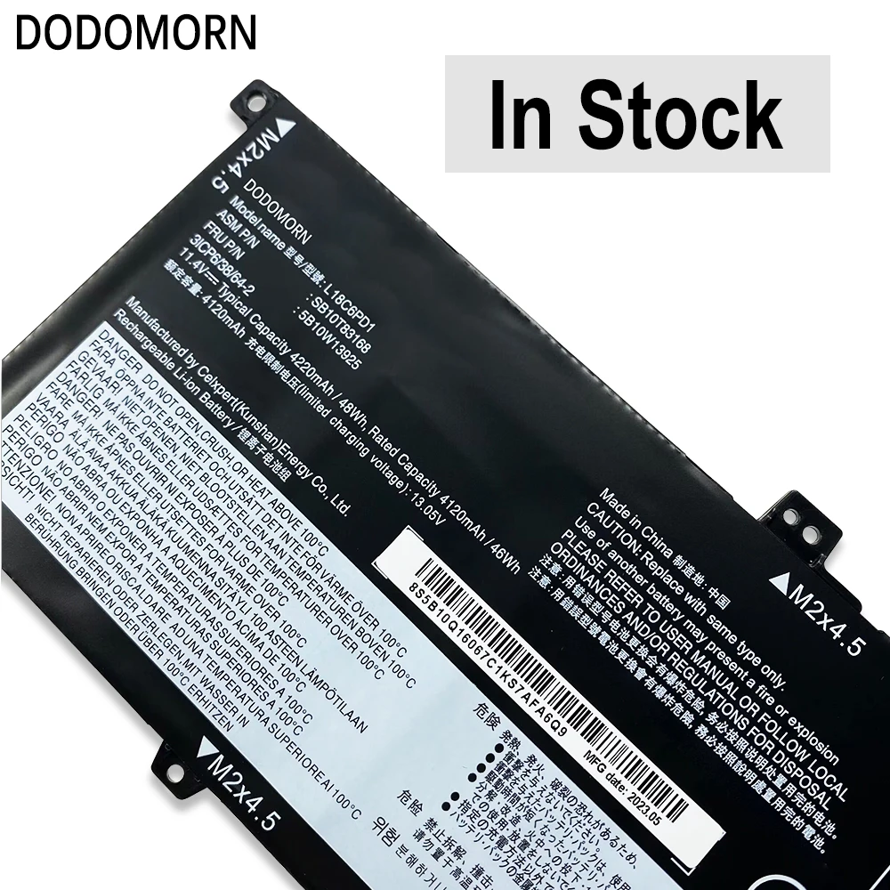 Аккумулятор DODOMORN L18C6PD1 для Lenovo Thinkpad X13 Gen 1 X390 X395 TP00106A 20NL000HIU 20Q0000KRT L18M6PD1 L18M6PD2 L18D6PD1