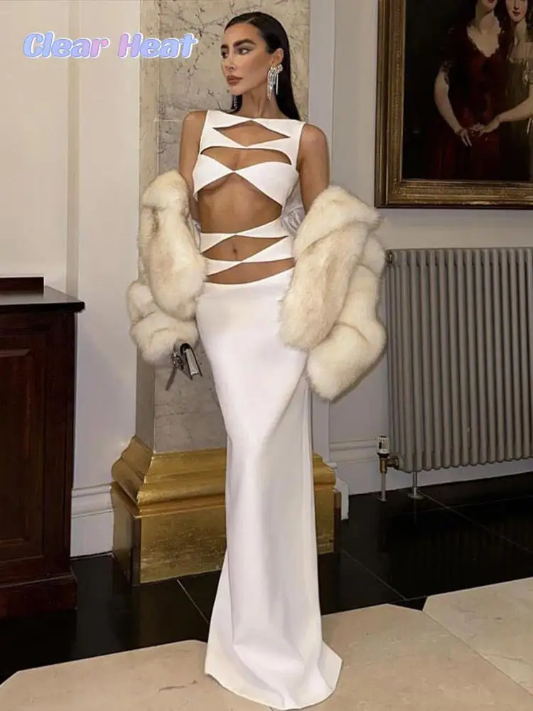 

Sexy Hollow Out Hole Dress For Women Fashion Slim Off Shoulder Sleeveless Vestidos Ladies Summer Chic Party Club Female Dresses