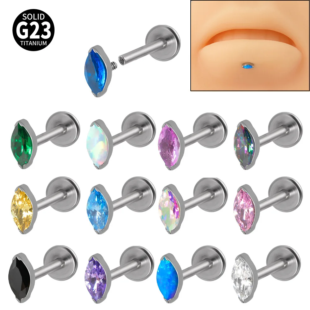 Miqiao 1 pcs G23 Titanium Monochrome Horse Eye Ear Bone Stud Mini Aubao Teardrop Mole Stud Ear Bone Ring Jewelry images - 6