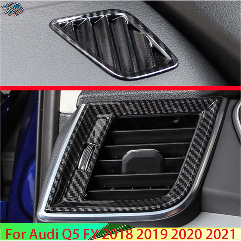 

For Audi Q5 FY 2018 2019 2020 Carbon Fiber Style Air Vent Outlet Cover Dashboard Trim Bezel Frame Molding Garnish Accent Styling