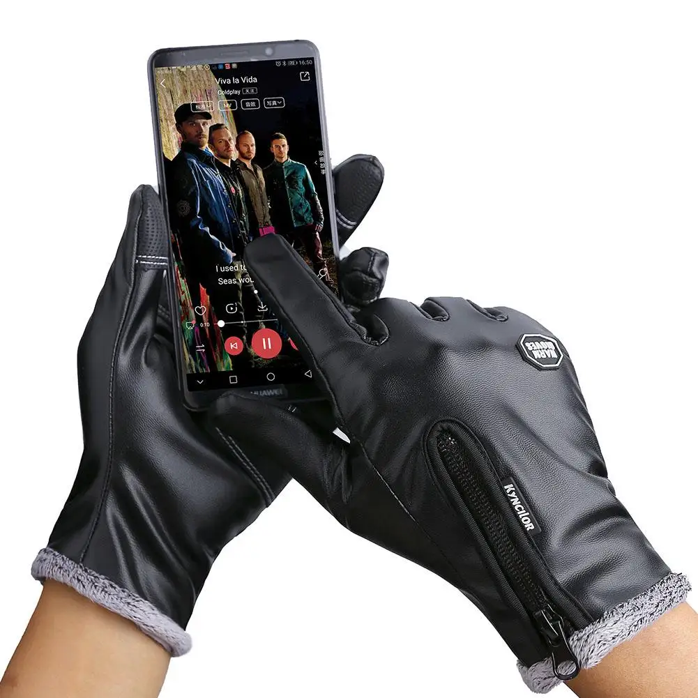 

Outdoors Windproof Waterproof Leather Gloves for Women and Men Touch Screen Warm Simier Gloves Dropship
