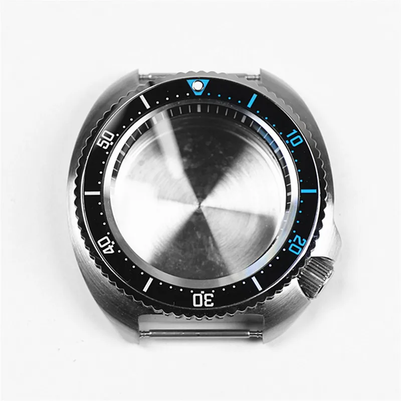43mm Turtle Steel Sapphire Crystal Case With Ceramic Bezel Insert Waterproof For Seiko Nh35 Nh36 Movement 28.5mm Dial Watch Mod