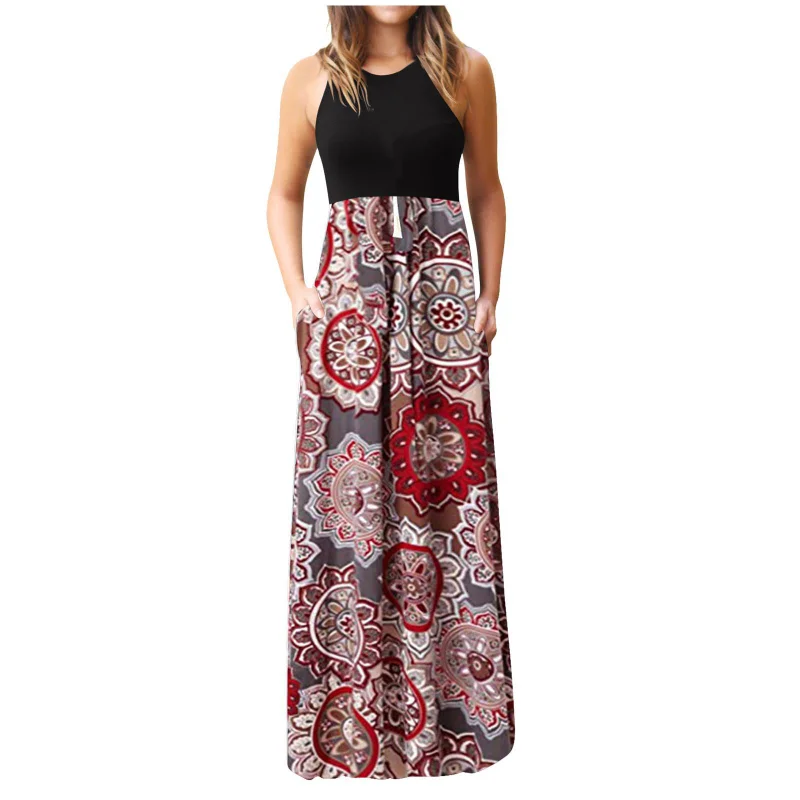 

Dress Women's 2023 New Sleeveless Round Neck Printed Dress Long Dress Vestidos De Fiesta Elegantes Para Mujer Платье Женское