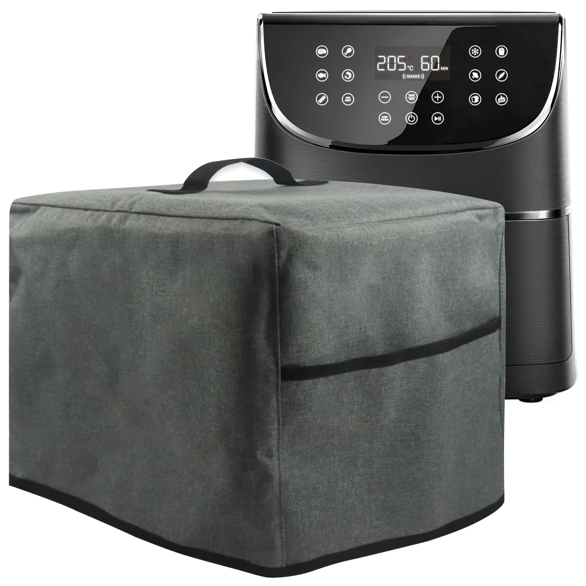 

Air Fryer Dust Cover with Handle Storage Pockets Reusable Waterproof Nylon Small Appliance Dust Cover Washable Dust Cover Fits