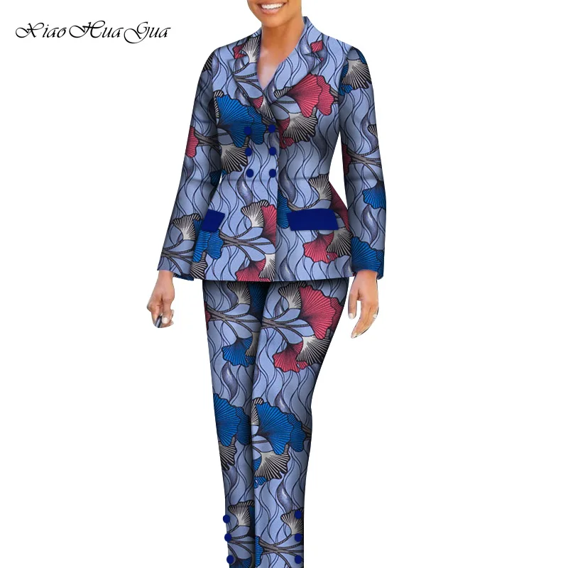 

Женский комплект из 2 предметов в африканском стиле, блейзер с Африканским принтом и длинные брюки, женский костюм в африканском стиле, блейзер WY7357