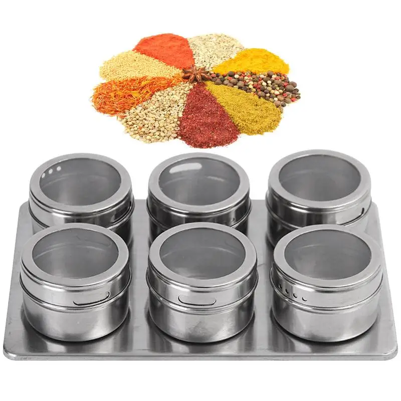 

Магнитные Банки для специй с прозрачной крышкой, контейнер из нержавеющей стали для хранения специй и соуса, Женский держатель для кухонных...