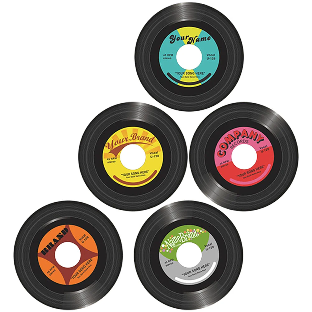 

5 Pcs Los Retros Vinyl Record Coasters Drinks Retro Vinyl Records Vintage Blank Vinyl Records Pvc Records Wall Decor