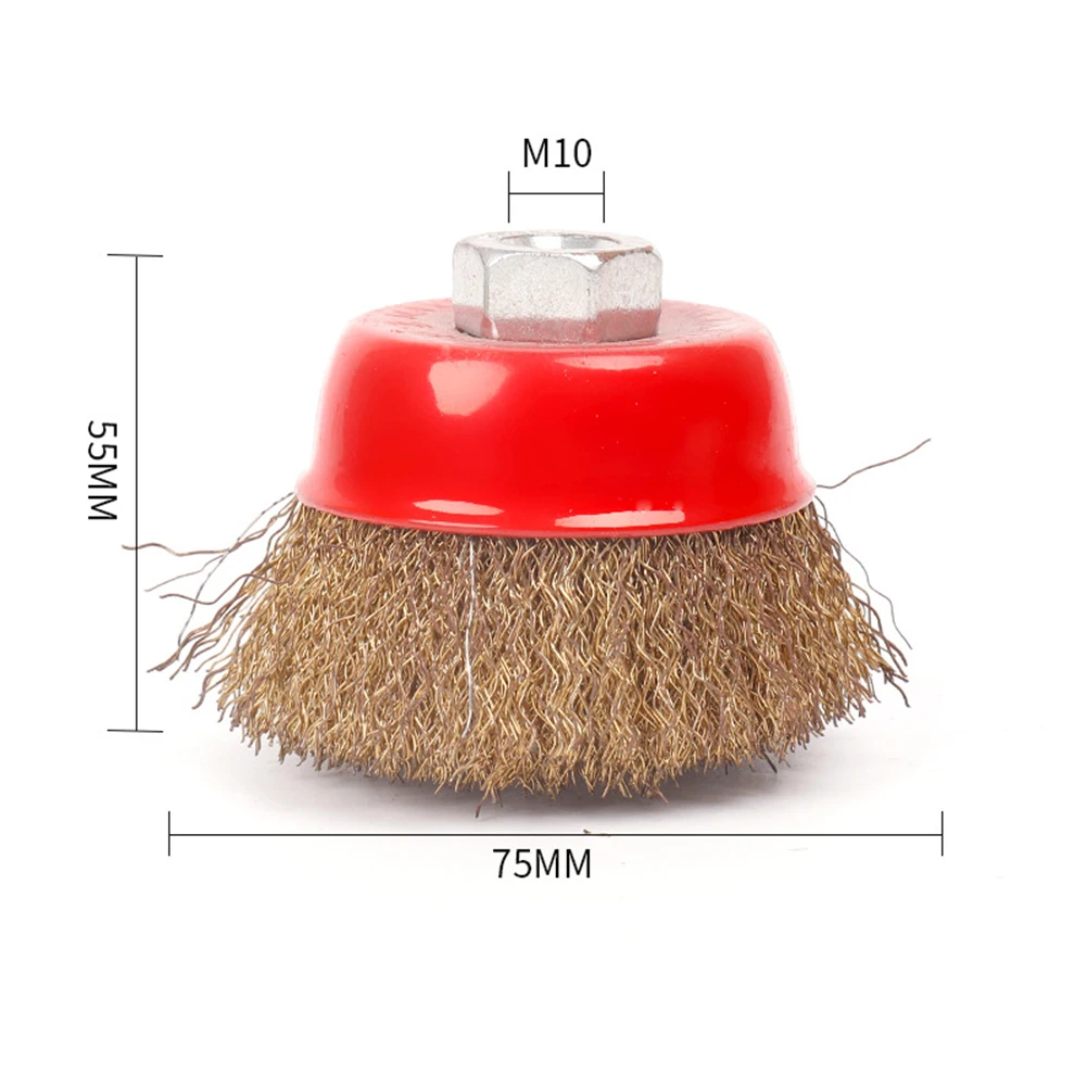 

1 Pcs Brush Remove Rust Brush Rotary Brass Steel Wire Brush W/ Crimp Cup Wheel For Electrical Angle Grinder Accessories