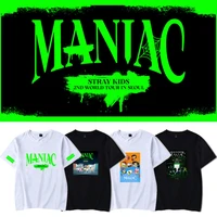 kpop stray kids new album maniac tour logo cartoon printing cotton short sleeve summer support loose couple t shirt gift felix