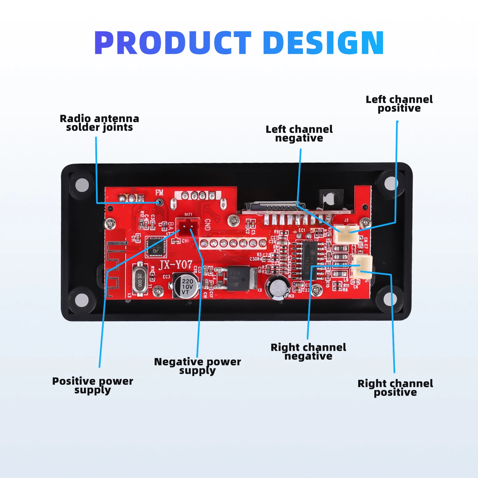 60 Вт усилитель 12 в 22 MP3 декодер плата Bluetooth 5 0 2*30 плеер USB модуль записи FM AUX радио