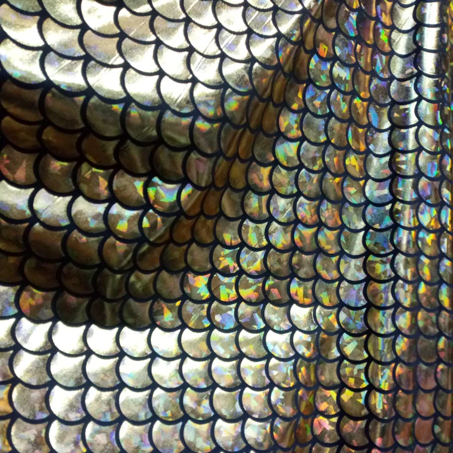 Косплей эластичный танцевальный чешуя Русалки ткань блестящая Бронзовый