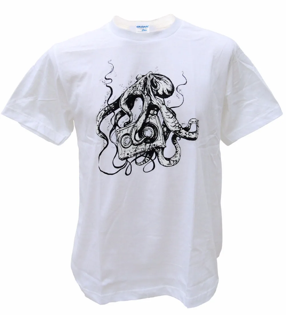 Горячая Распродажа 100% хлопок для мужских рубашек осьминог кассета любви лента 80