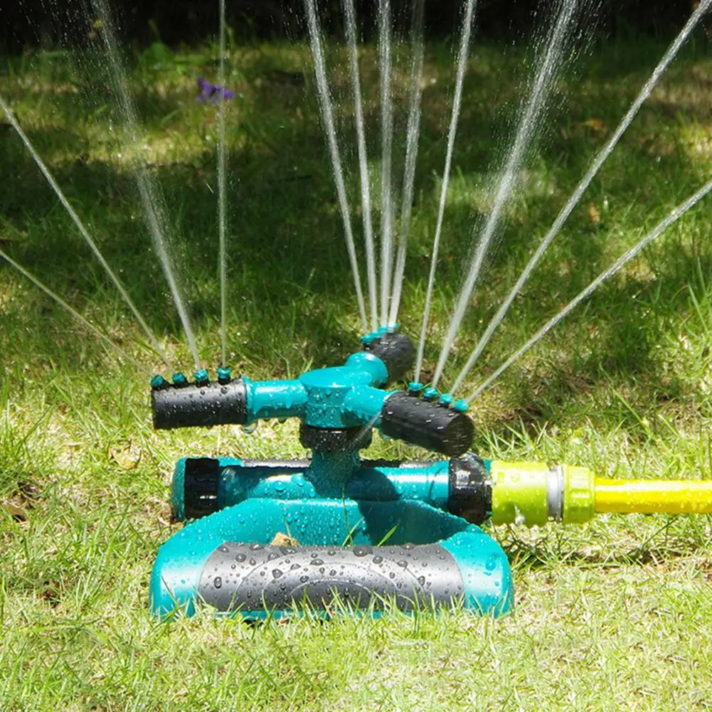 Big Trident Sprinkler 1 Set Reusable Hydraulic Drive 3 Propeller Nozzles  Good Durability Big Trident Sprinkler Patio Accessory