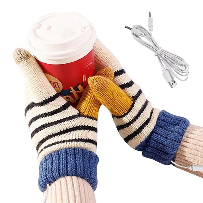 

USB Heated Gloves For Women & Men Touchscreen Gloves Winter Hand Warm Gloves Rechargeable Gloves Knitting Hand Mitten Unisex