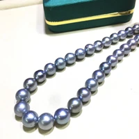 huge charming 1812 13mm natural south sea genuine gray round pearl necklace free shipping for women jewelry necklace