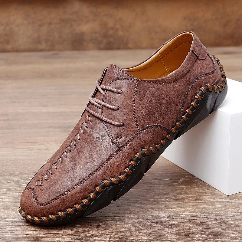 

Мужские кожаные туфли ручной работы, удобные лоферы, повседневная обувь для вождения, большие размеры 38-48