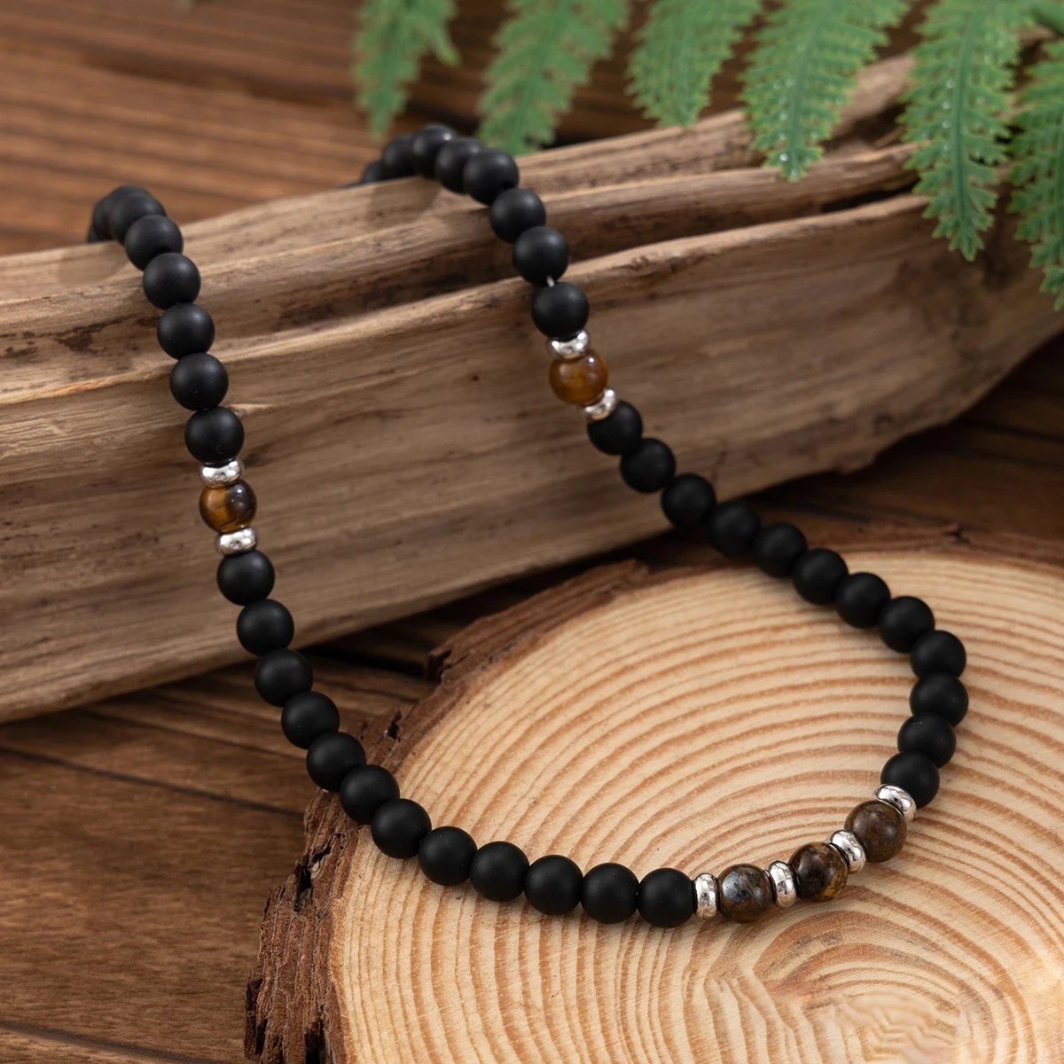 Этническое Быстрое Мужское Ожерелье Винтажное Черное Колье С Пластиковыми