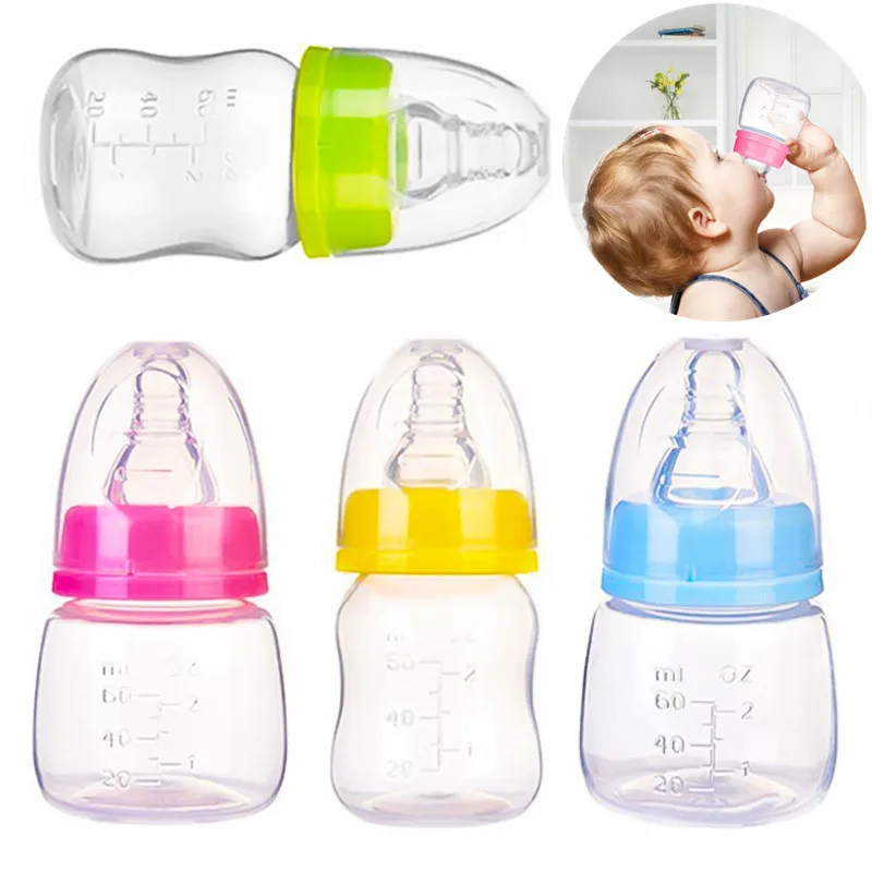

60ml Portable Mini Baby Bottle Nursing Feeding Bottles for Baby Safe Infant Nipple Care Feeder Fruit Juice Milk Bottles BPA Free