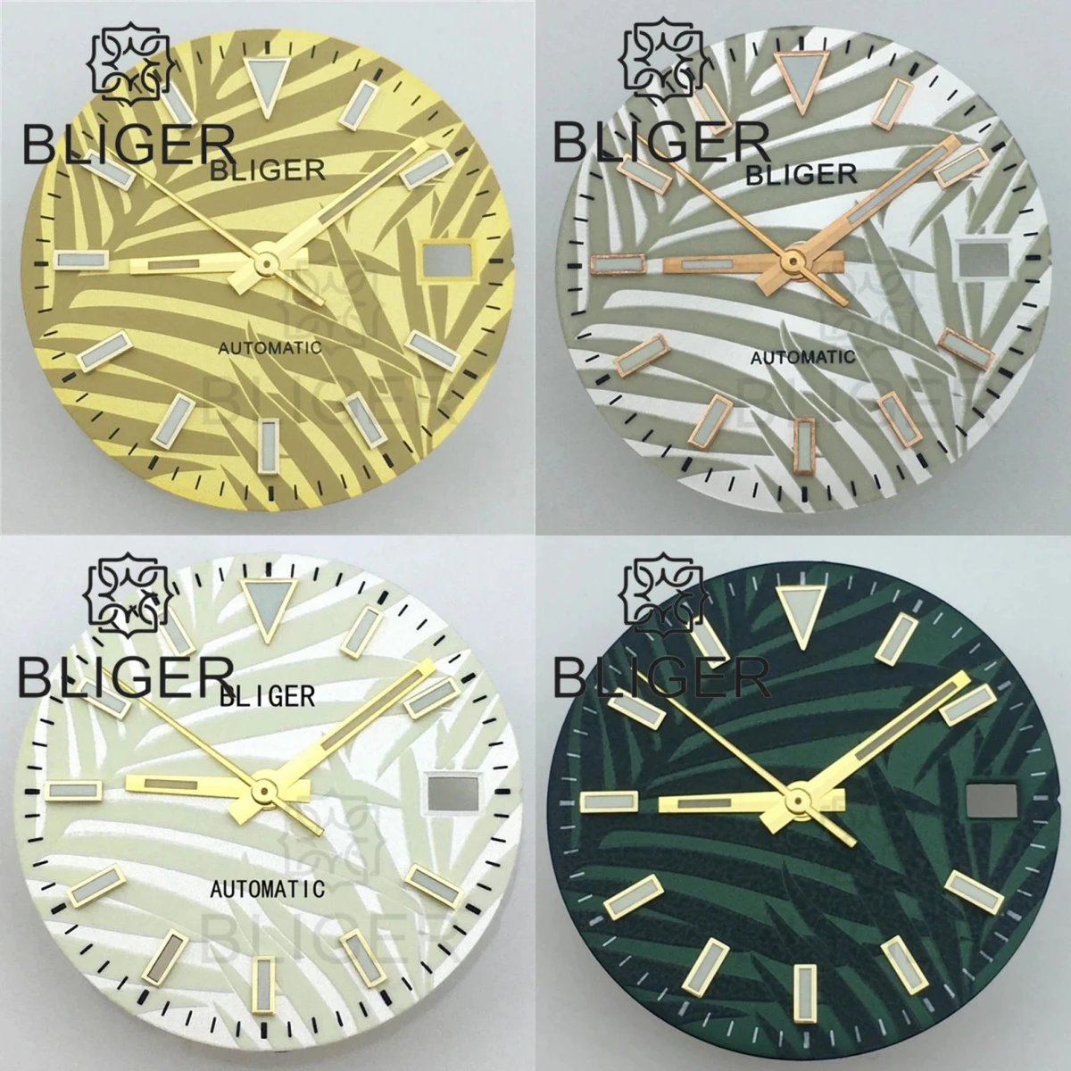 Циферблат BLIGER NH35 для часов автоматический циферблат с зелеными золотыми серыми