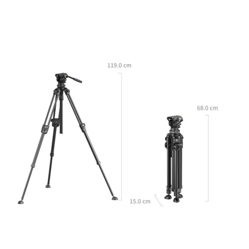 Фото Комплект видеостудийного штатива SmallRig AD-50 Pro 4420 из углеродного волокна, нагрузка до 6 кг, с флюидной головкой и быстросъемными пластинами №2