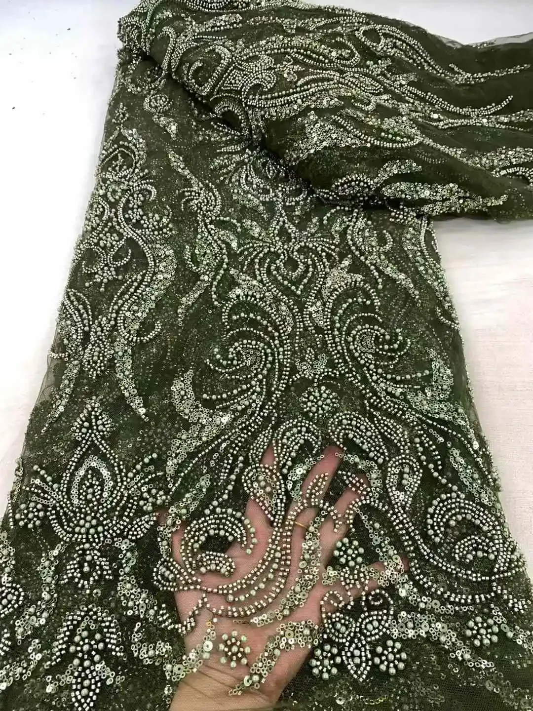 Тяжелая белая французская сетчатая кружевная ткань африканские тюлевые кружева