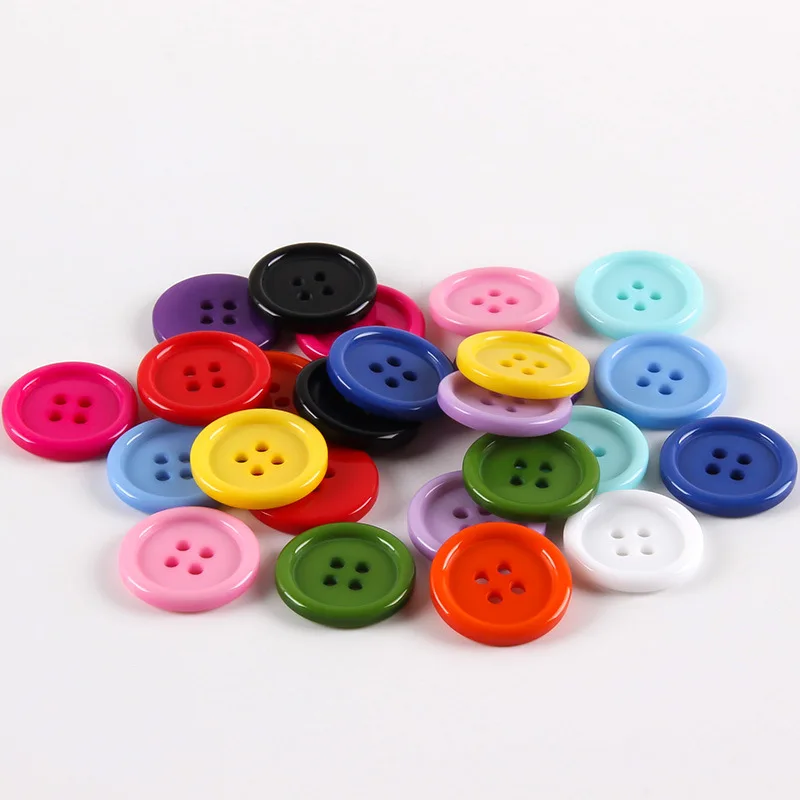 

100PCS A Pack 12.5-25MM Colours Four Eye Bread Button Round Resin Sewing Buttons Diy Scrapbooking Multicolour